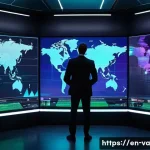 Home 12 경쟁 분석 프레임워크의 최신 트렌드 - **Prompt:** A futuristic, bright control room filled with sophisticated holographic displays and int...